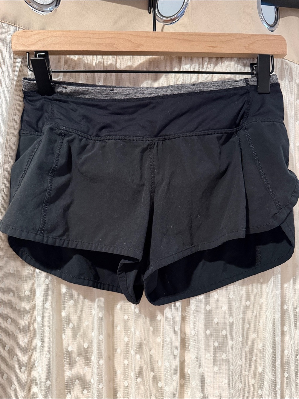 lululemon athletica Black Athletic Shorts with Gray Waistband